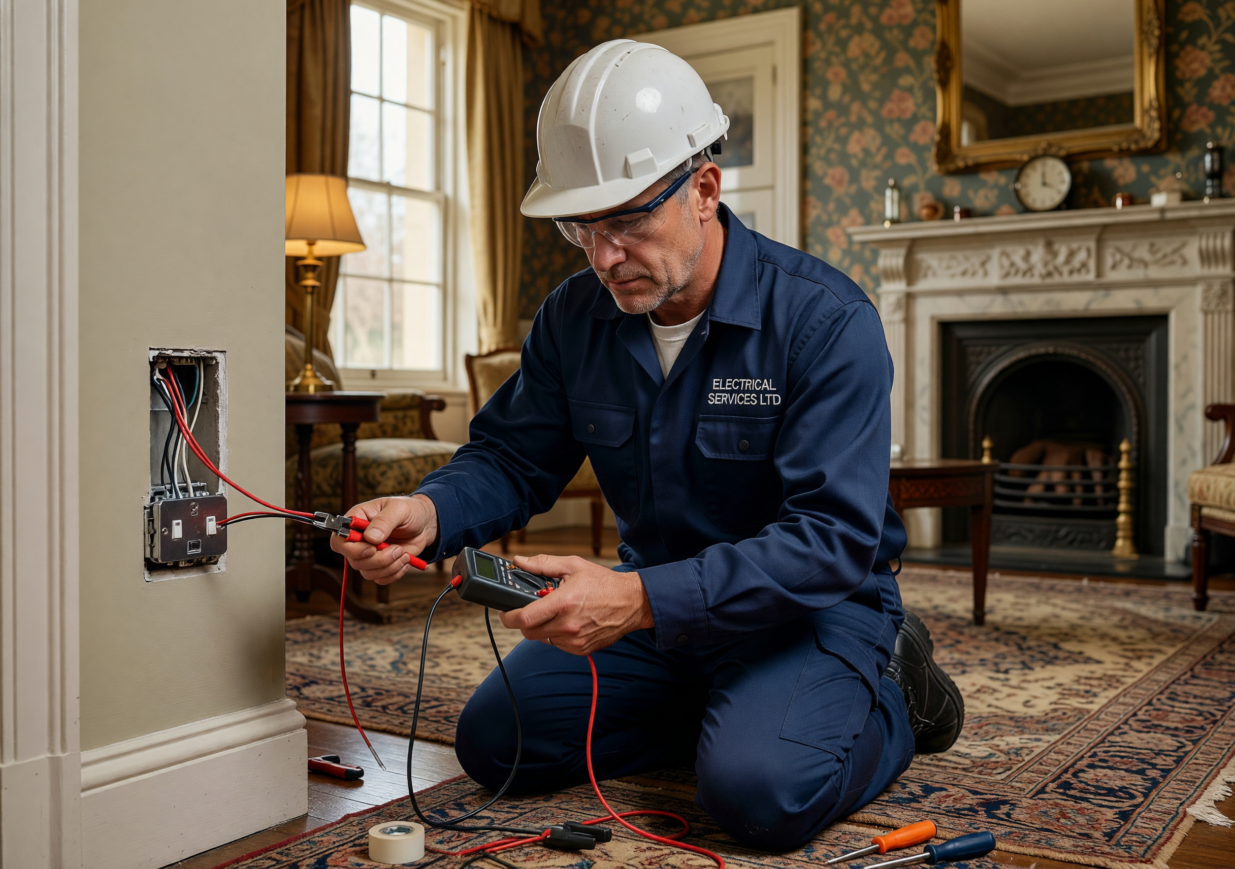 Electrician repairing light switch